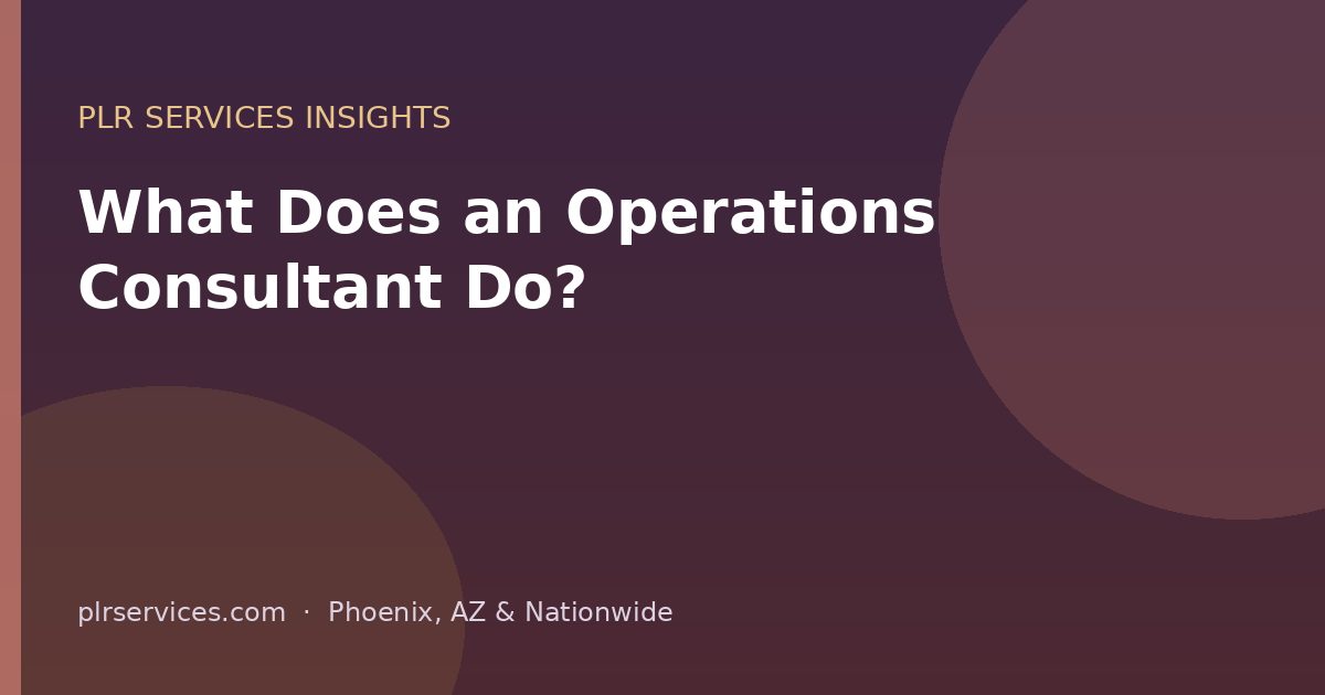 What Does an Operations Consultant Do? (And When to Hire One) — PLR Services blog